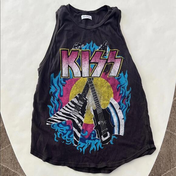 Lauren Moshi Rare KISS Dark Gray High Neck Racerback Tank Top XS $110